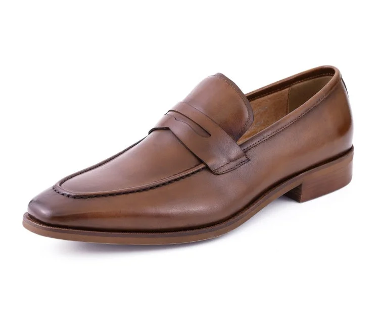 men’s dress shoes with glossy finish-AG821 Brown