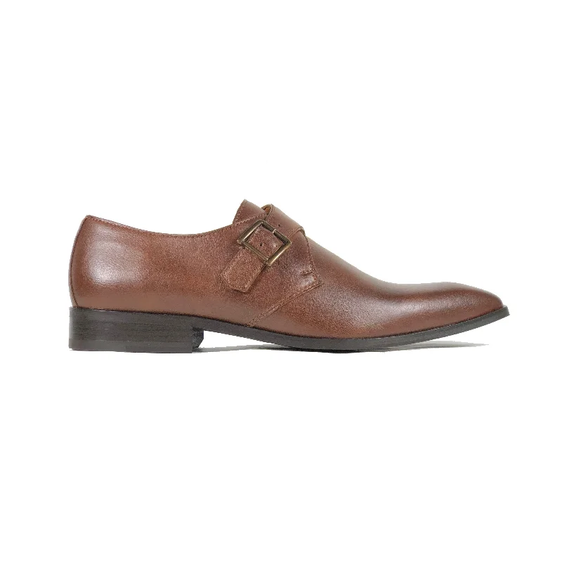 men’s wedding shoes with comfortable fit-'Pierre' Vegan Monk Shoe by Zette Shoes - Chestnut