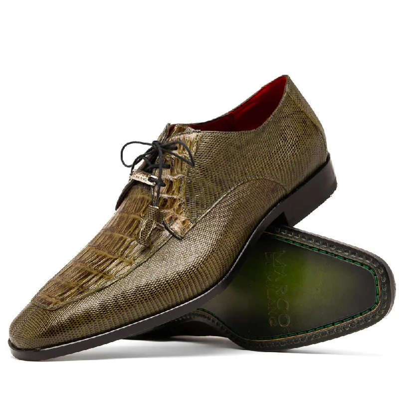 men’s leather dress shoes with polished finish-Merida - Olive Green