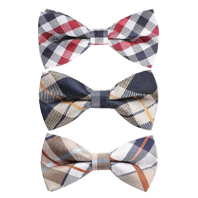 Men's tie for stylish office attire-3PCS Mixed Design Pre-Tied Bow Ties - 1-B-02