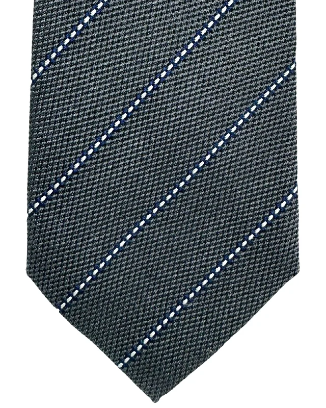 Best men's tie for casual work meetings-Armani Silk Tie Charcoal Gray Stripes