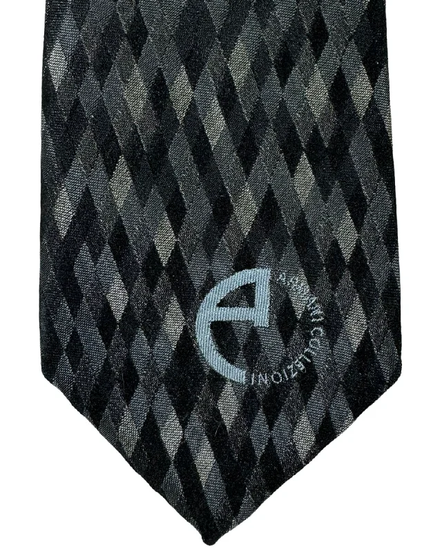 Stylish men's tie for modern business meetings-Armani Silk Tie Gray Black Pattern SALE