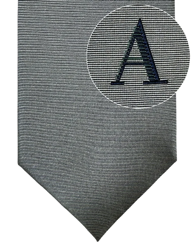 Men's tie with minimalistic checks for office wear-Armani Silk Tie Gray Grosgrain A Logo SALE