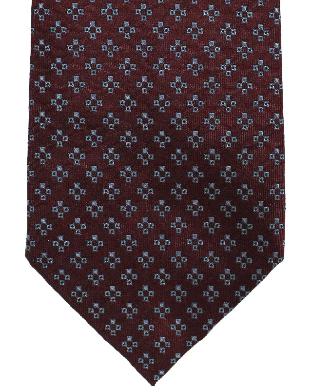 Men's tie with luxurious satin sheen-Armani Silk Tie Maroon Metallic Blue Geometric Armani Collezioni