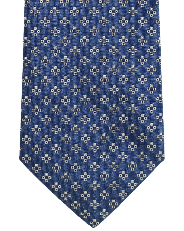 Classic men's tie for business attire-Armani Silk Tie Metallic Blue Geometric SALE