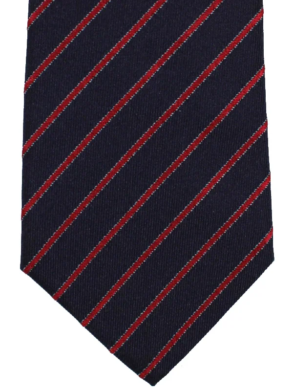 Men's tie for corporate cocktail parties-Armani Silk Tie Navy Red Stripes Armani Collezioni SALE