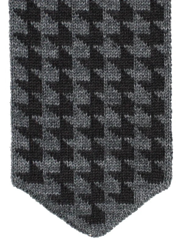 Men's tie with bold accents for weddings-Armani Wool Tie Gray Houndstooth FINAL SALE