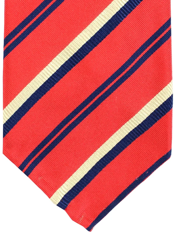 Stylish men's tie with minimalist pattern-Attolini Unlined Tie Hot Pink Stripes SALE