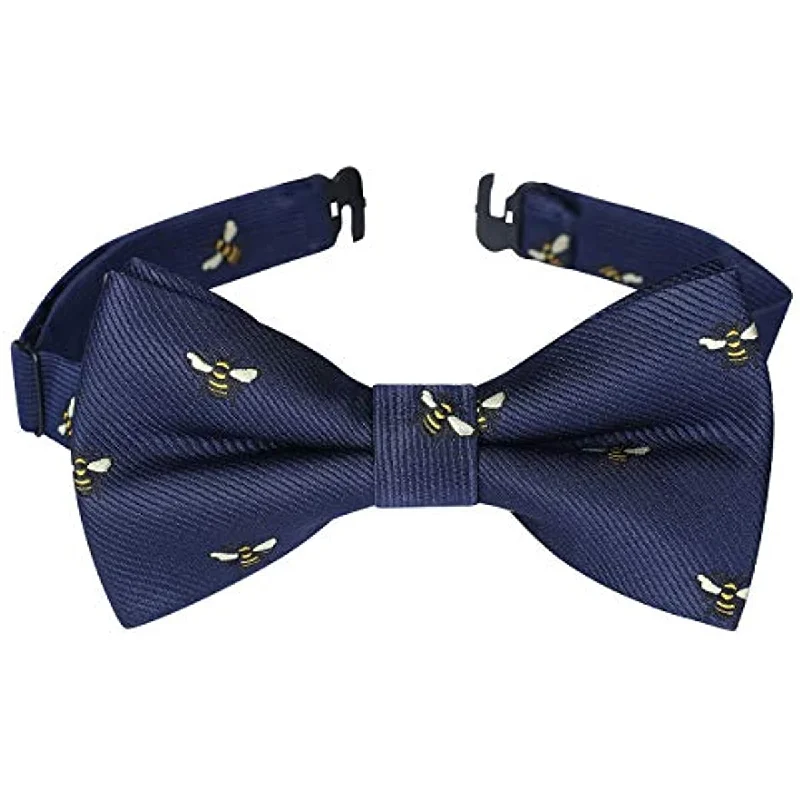 Stylish men's tie with bold patterns-Bee Pre-Tied Bow Tie for Boy - NAVY BLUE