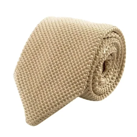 Men's tie for trendy office looks-Classy Men Solid Beige Knitted Tie