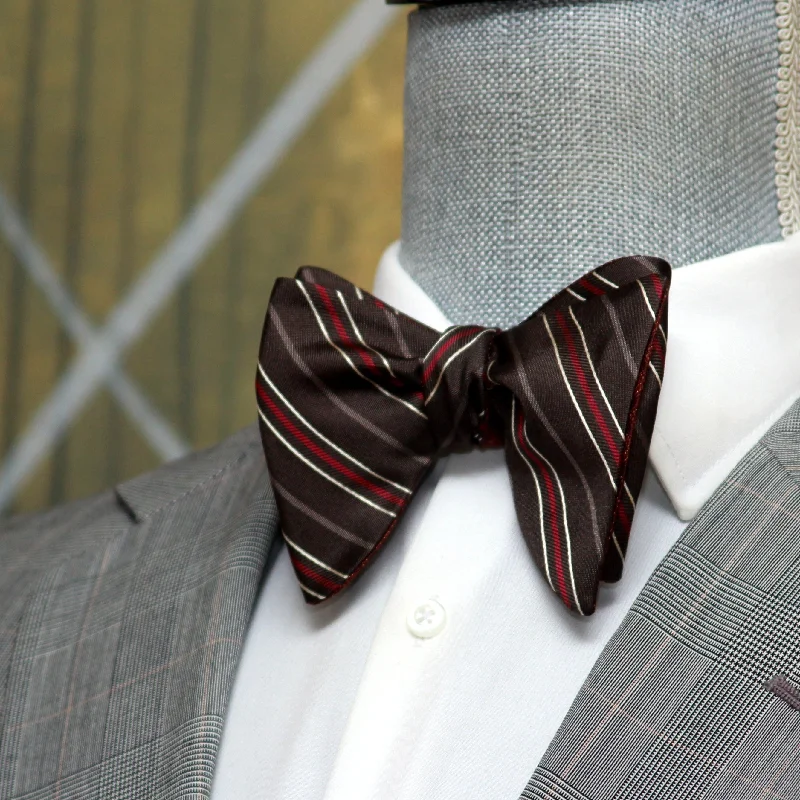 Men's tie with bold checks for casual wear-Big Butterfly Self-tied Brown Ornament Silk Bow Tie