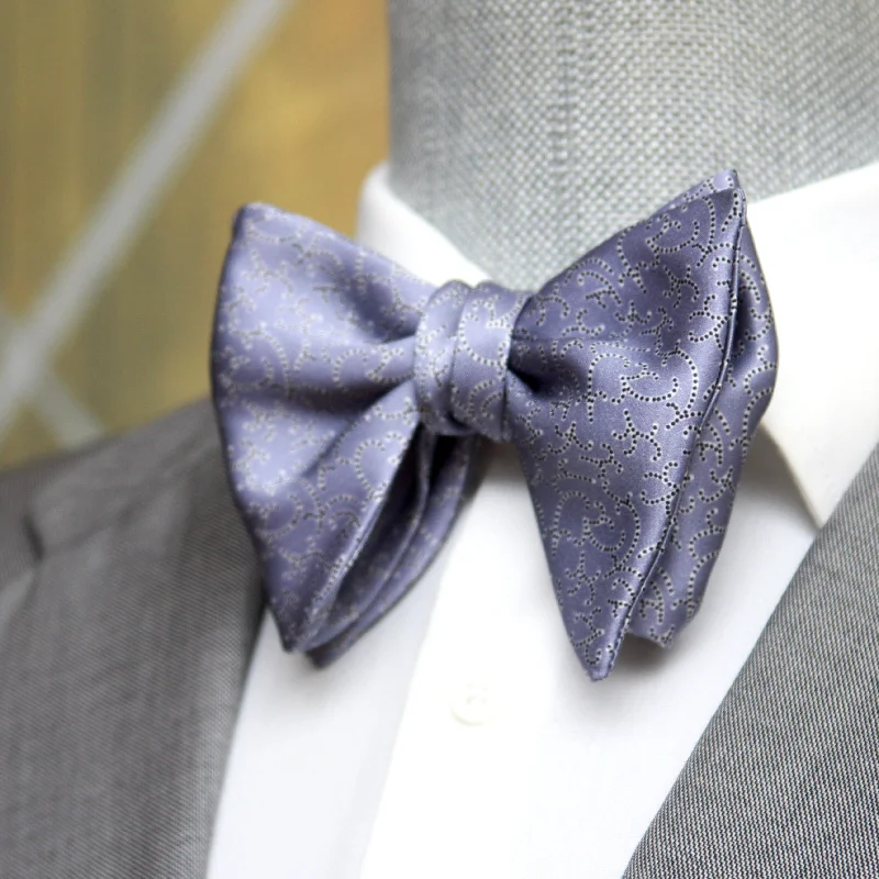 Men's tie with modern fabric for a luxurious feel-Big Butterfly Dusty Blue Silk Bow Tie