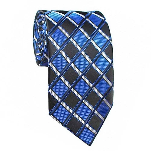 Classic men's tie with a minimalistic design-Classy Men Blue Black Striped Silk Tie