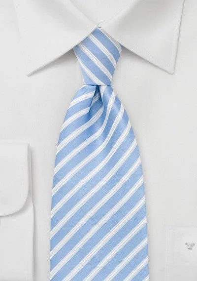 Men's tie with high-quality silk fabric-Blue Summer Striped Necktie