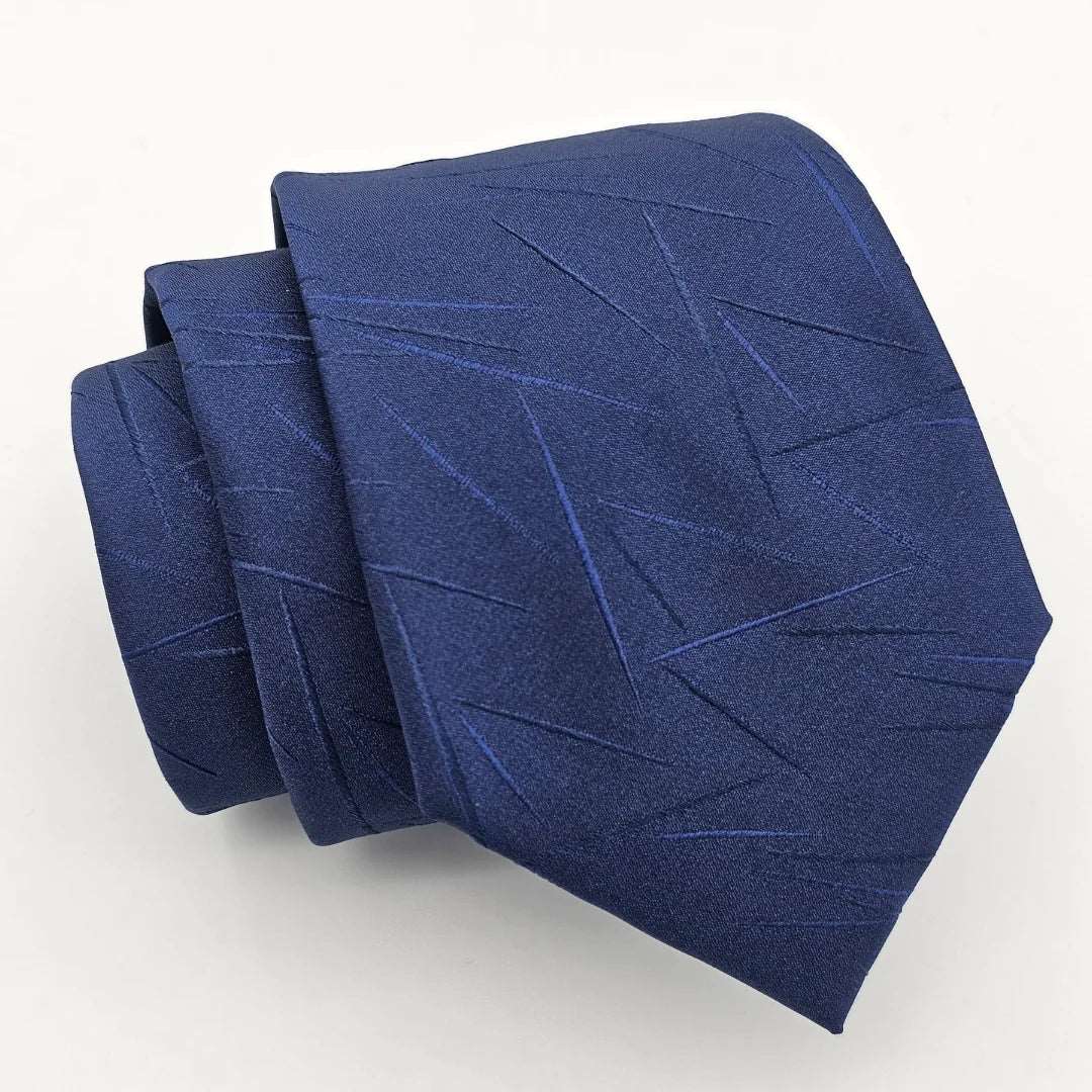 Men's tie with a luxurious shine for evening affairs-Blue Tie Lining Embossed Detail