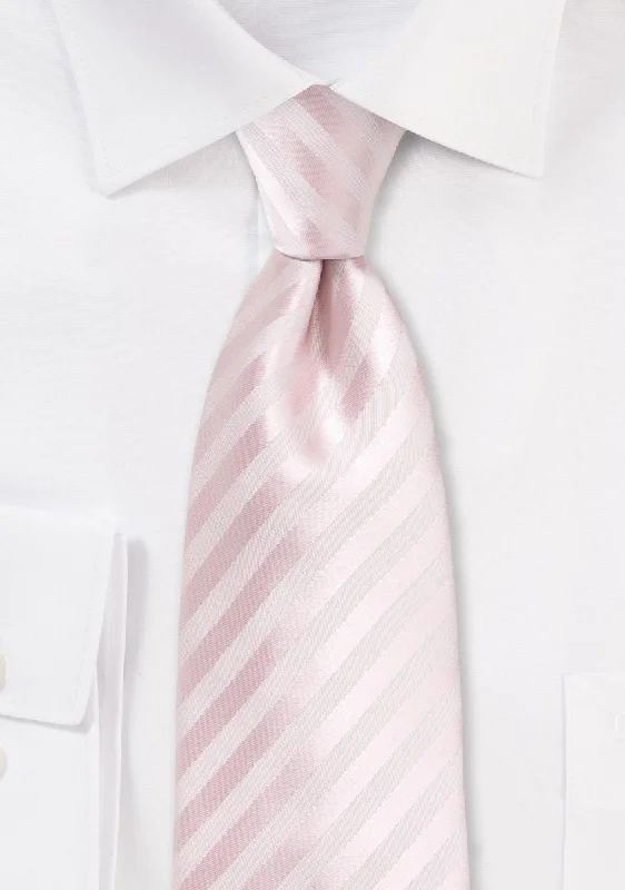 Men's tie with luxurious feel for weddings-Blush Narrow Striped Necktie