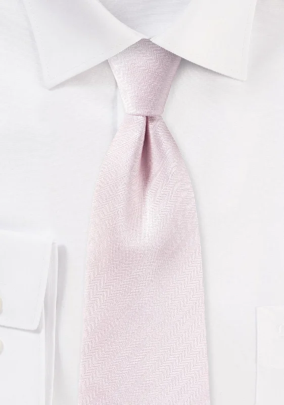 Men's tie for formal gatherings with floral designs-Blush Pink Herringbone Necktie