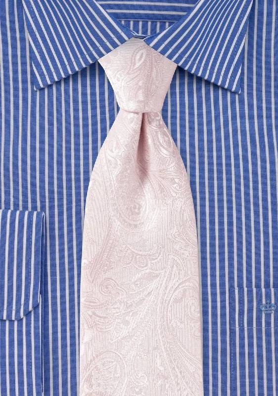 Luxury silk tie for business professionals-Blush Pink Proper Paisley Necktie