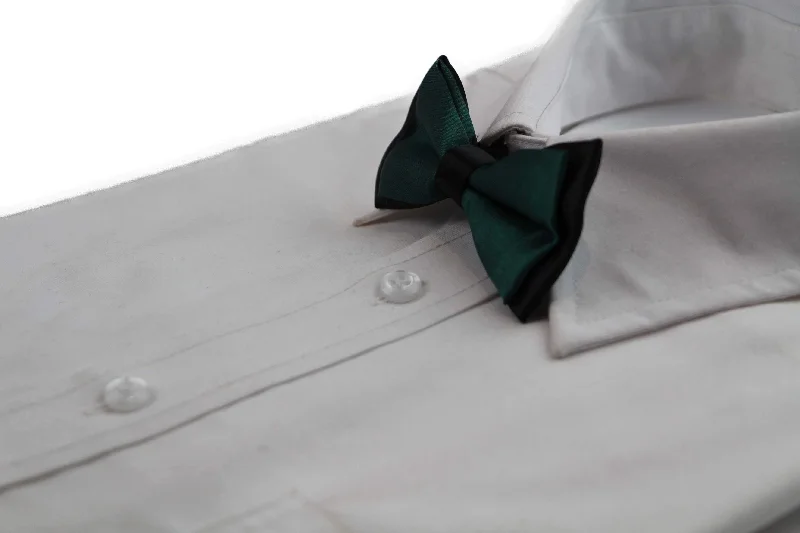 Men's tie with rich textures for holiday wear-Boys Bottle Green Two Tone Layer Bow Tie