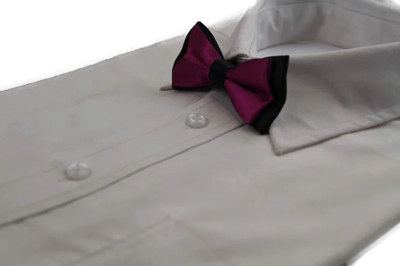 Men's tie with intricate jacquard design-Boys Burgundy Two Tone Layer Bow Tie