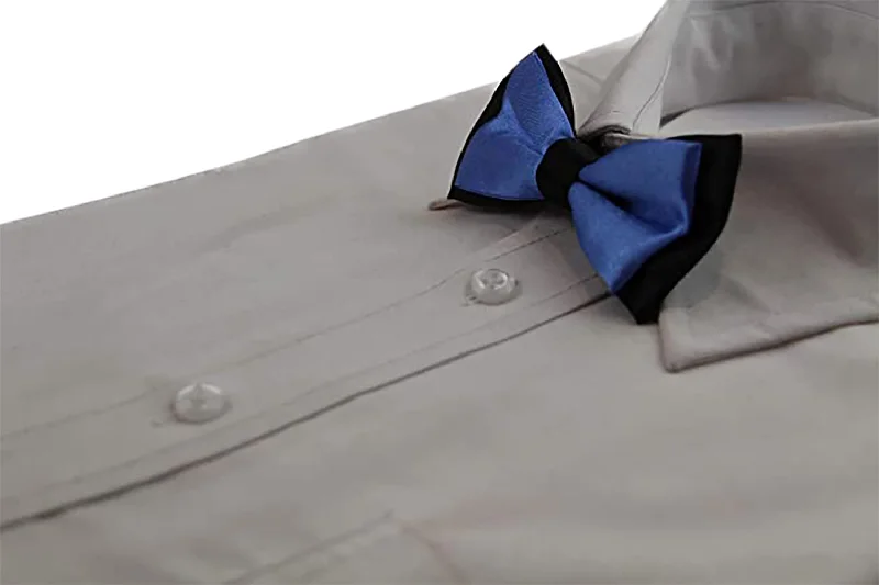 Designer men's tie with sharp stripes-Boys Cornflower Blue Two Tone Layer Bow Tie