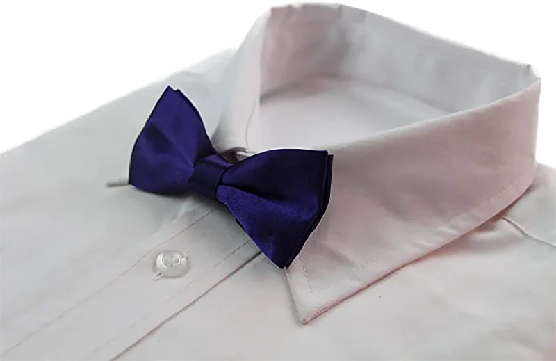 Men's tie with modern stripes for interviews-Boys Dark Purple Plain Bow Tie