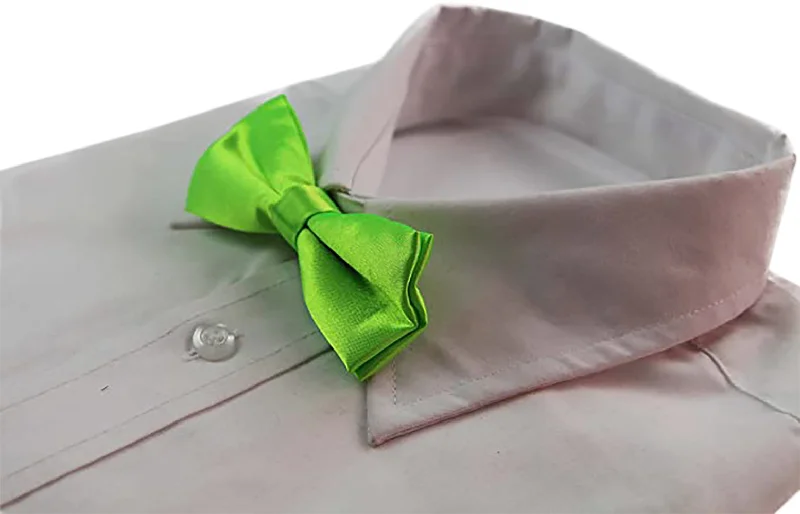 Men's tie with a polished finish for formal events-Boys Fluro Green Plain Bow Tie