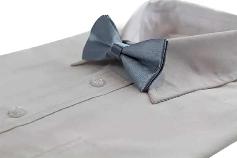 Men's silk tie with deep tones for weddings-Boys Dark Grey Plain Bow Tie