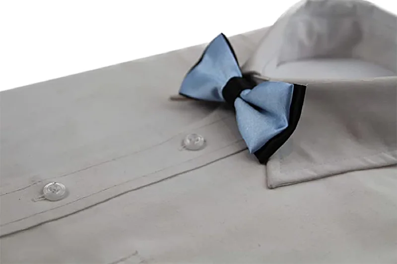 Unique men's tie for anniversary parties-Boys Light Blue Two Tone Layer Bow Tie