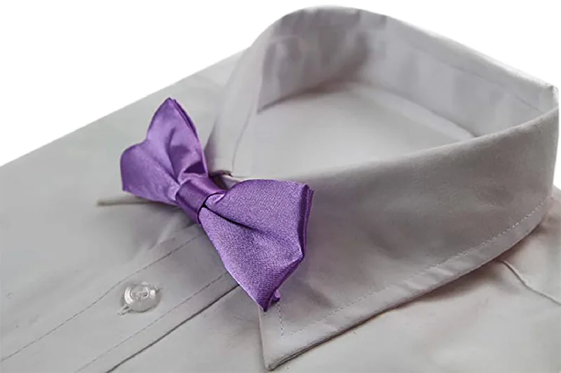 Classic men's tie for upscale holiday parties-Boys Light Purple Plain Bow Tie