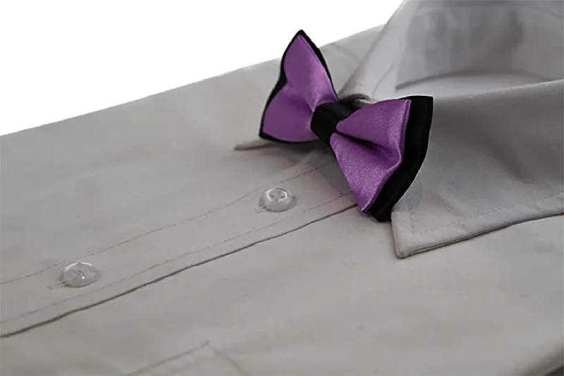 Men's tie with subtle stripes for formal wear-Boys Light Purple Two Tone Layer Bow Tie