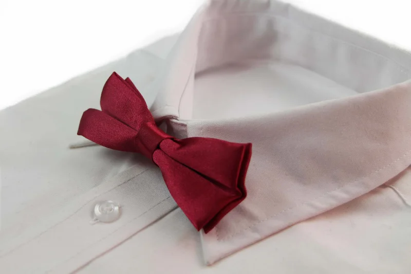 Best silk tie for summer business functions-Boys Maroon Plain Bow Tie