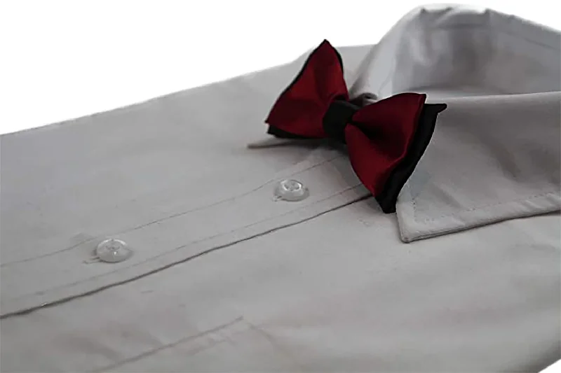 Men's tie for a festive corporate event-Boys Maroon Two Tone Layer Bow Tie