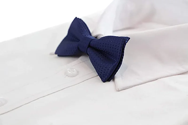 Men's tie with a vibrant floral print-Boys Navy Polka Dot Pattern Bow Tie