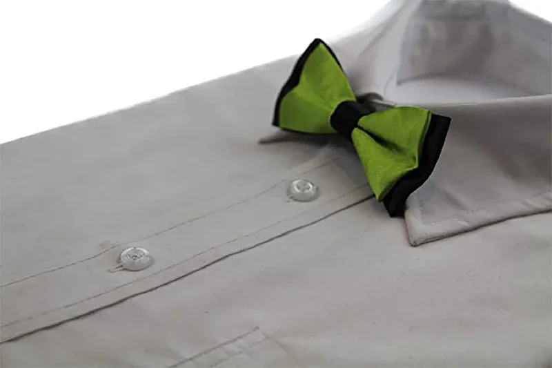 Best men's tie for casual business meetings-Boys Olive Green Two Tone Layer Bow Tie