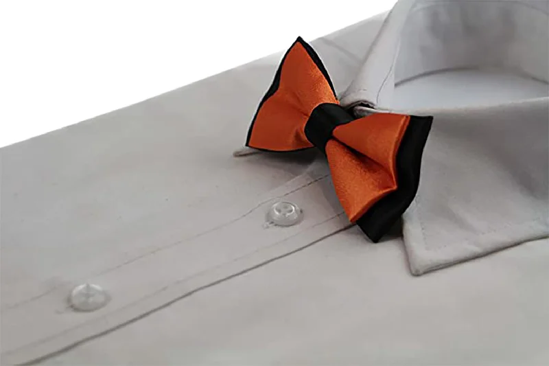 Men's tie with luxurious feel for weddings-Boys Orange Two Tone Layer Bow Tie