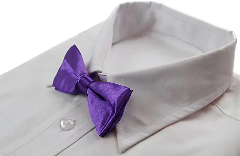 Men's tie for a winter corporate look-Boys Purple Plain Bow Tie