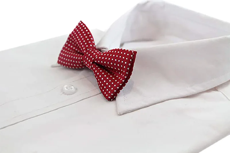 Men's tie for luxury outdoor events-Boys Red Bow Tie With White Polka Dots