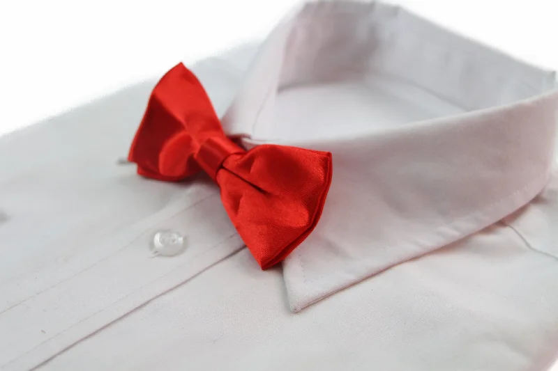 Elegant men's tie with intricate detailing for office wear-Boys Red Orange Plain Bow Tie