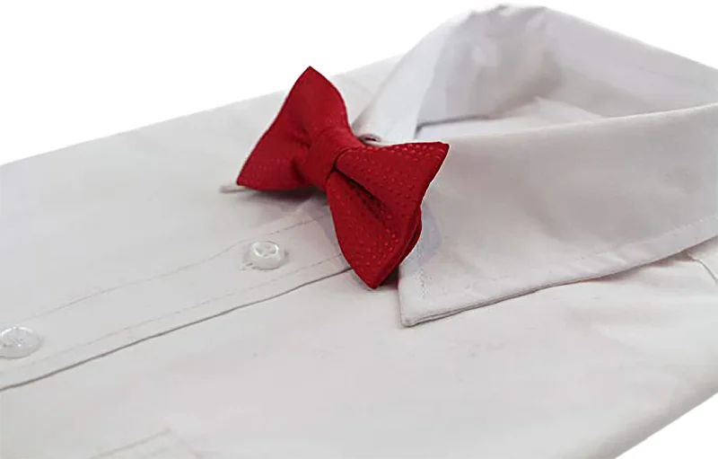 Classic men's tie with a bright pop of color-Boys Red Polka Dot Pattern Bow Tie