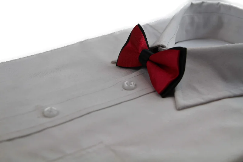 Classic men's tie with solid color palette-Boys Red Two Tone Layer Bow Tie