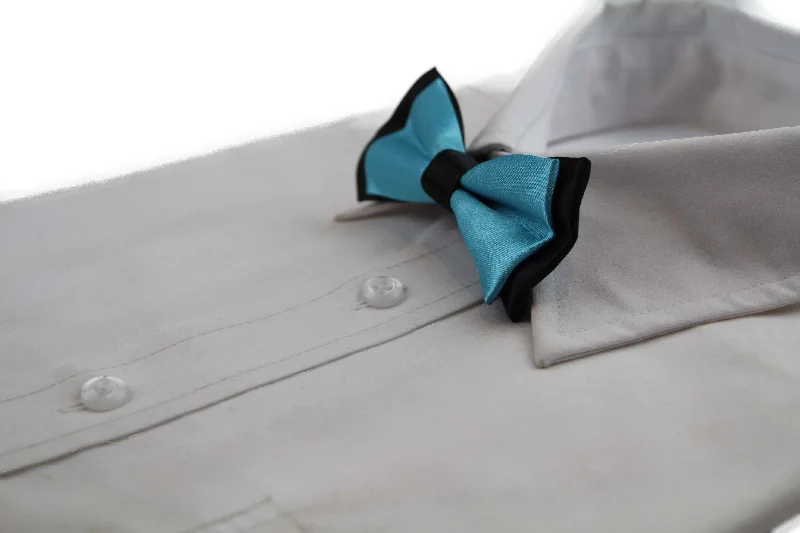 Best silk tie for business professionals-Boys Sky Blue Two Tone Layer Bow Tie