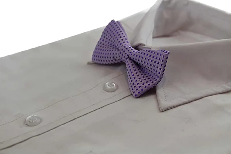 Men's tie with rich blue tones for events-Boys Violet Polka Dot Pattern Bow Tie