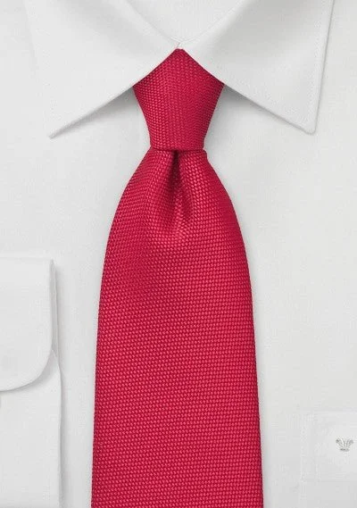 Modern men's tie with geometric patterns-Bright Red MicroTexture Necktie