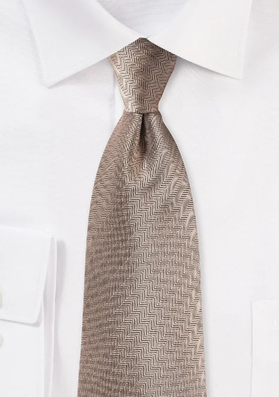 Best men's tie with a pop of color for casual wear-Bronze Gold Herringbone Necktie