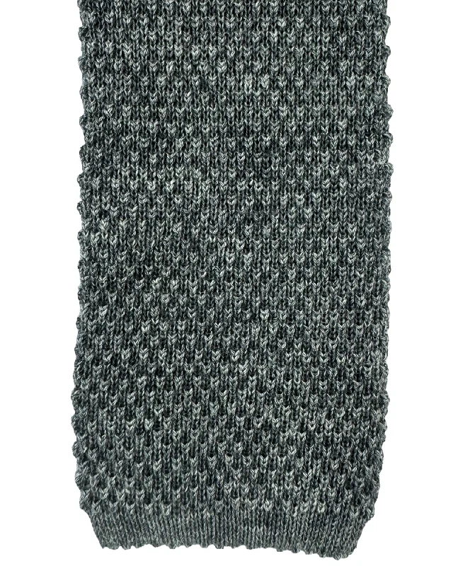 Men's tie with subtle patterns for upscale events-Brunello Cucinelli Cotton Linen Square End Knitted Tie Gray Solid