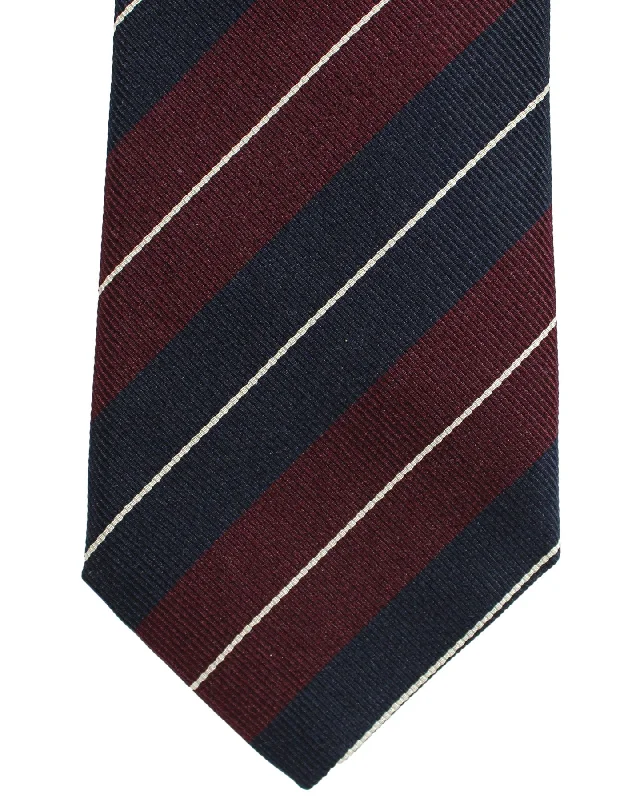 Stylish men's tie for modern business meetings-Brunello Cucinelli Silk Tie Navy Purple Stripes