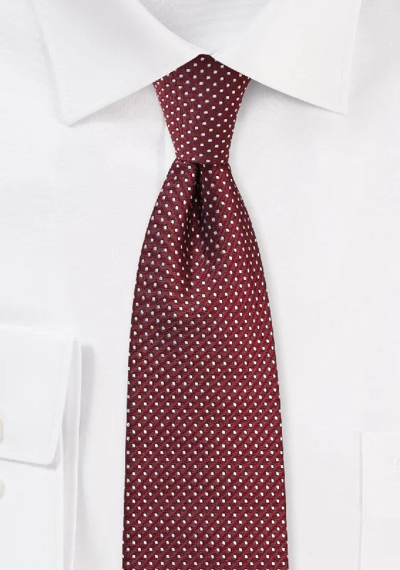 Best silk tie for summer business functions-Burgundy Pin Dot Necktie