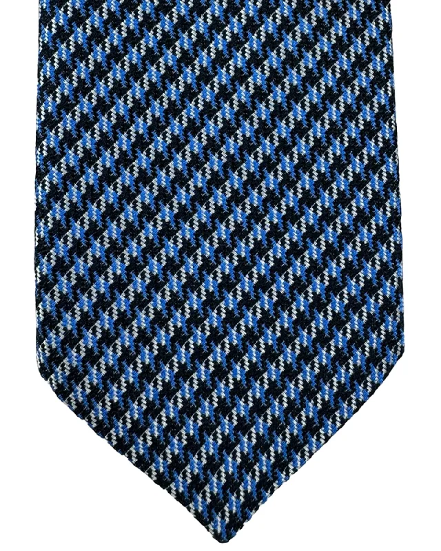 Stylish men's tie with bold geometric designs-Canali Silk Tie Navy Blue Silver Striped Pattern