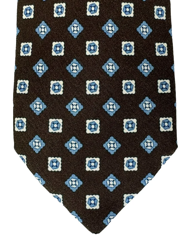 Best men's tie with classic stripes for business attire-Canali Silk Tie Dark Brown Blue Geometric Pattern - New 2024 Collection